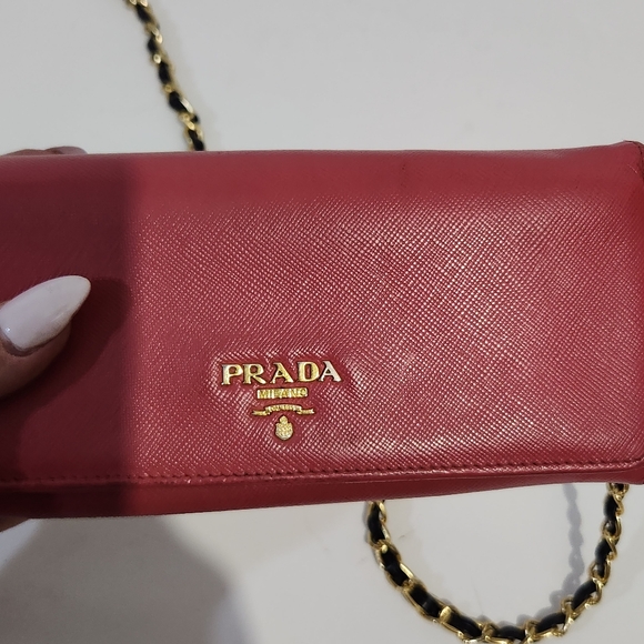 Prada Authentic saffiano leather  pink red long wallet - Picture 6 of 15